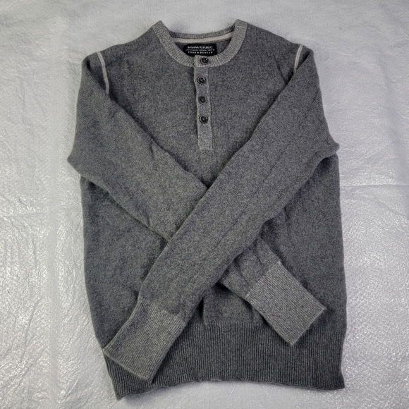 Banana Republic Mens Todd & Duncan 100% Scottish Cashmere Gray Sweater Sz Small - Picture 10 of 13